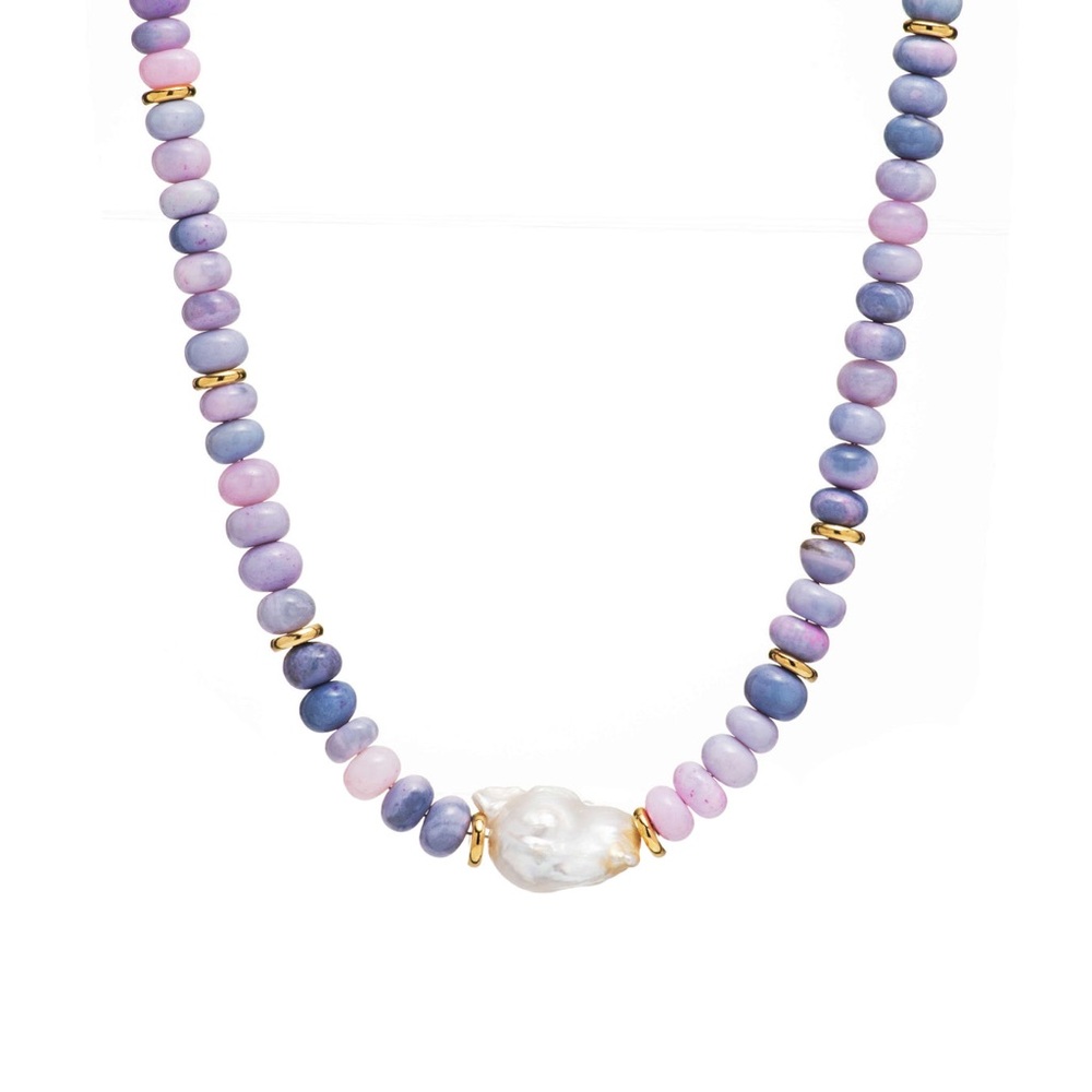 New MAYAMAR Purple Opal Beaded Baroque Pearl Necklace - Picture 5 of 8